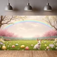 thumbnail image 3 of Colorful Eggs Easter Banner Cherry Blossom Spring Backdrop Rainbow Cute Bunny Egg Hunt Background for Easter Party Spring Celebration Kids Activity, 3 of 9