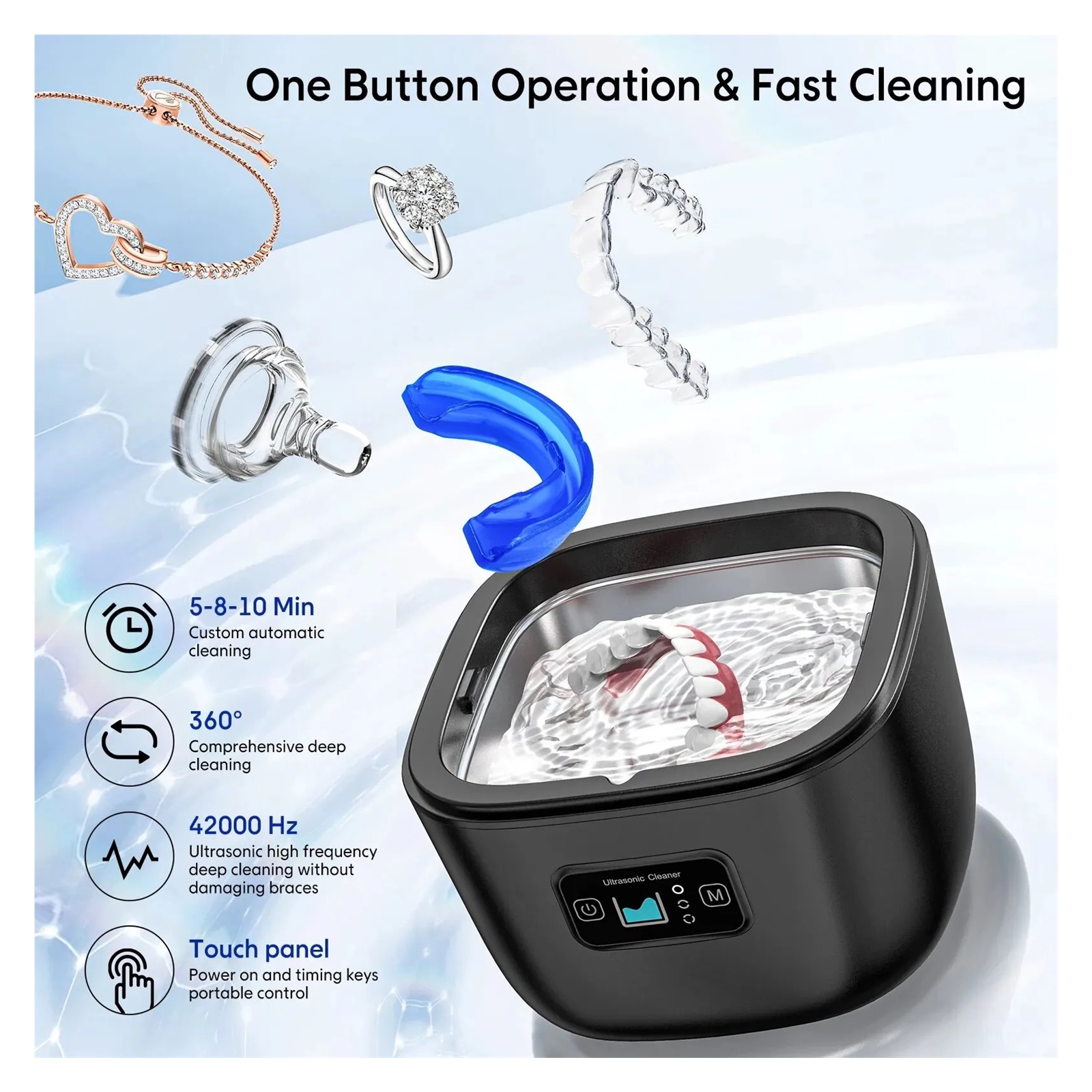 Ultrasonic Cleaning Machine Multi-function 42000h High Frequency Denture Cleaning Watch Jewelry Glasses Automatic Cleaner