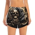 thumbnail image 2 of Goofa Gold Rose Skull Printed Women 2 in 1 Running Shorts,Quick Dry Athletic Workout Shorts,High Waisted Athletic Shorts with Liner Pockets-XX-Large, 2 of 9