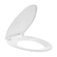 FBJ Oval Plastic Toilet Seat Soft Close in White, No Slam & Easy to