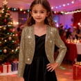 thumbnail image 4 of WOYY Girls Shiny Formal Party Blazer Glitter Dressy Cardigan Suit Jacket, Sizes 4-14, 4 of 6