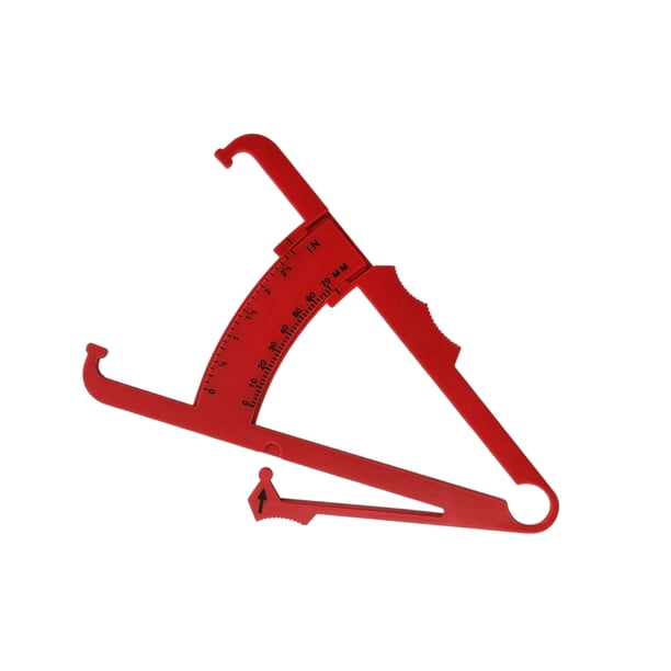 Vogacara Calibrador de pliegues cutáneos preciso portátil para adultos, unidades duales, 0-70mm, probador de grasa corporal antideslizante, Suministros para bajar de peso Rojo