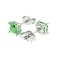 thumbnail image 2 of 14K Solid Gold Push Back Stud Earrings for Women | 2 cttw Princess Cut Simulated Green Diamond | White Gold, 2 of 5