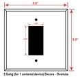 thumbnail image 6 of OVERSIZED Metal Switch Plate, 2 Gang Jumbo Decorator Cover Plate (for 1 Centered Device), Switch Cover for Rocker Switches, GFCI, Brushed Stainless Steel - UL Listed, 5.5" x 5.5" - Made in USA, 6 of 6