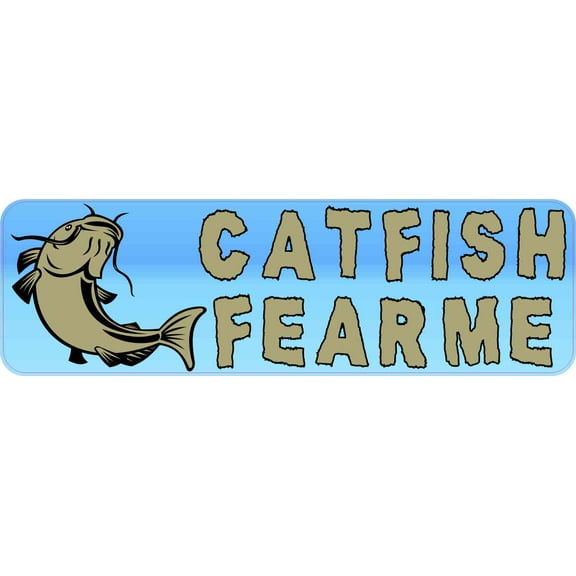 10in x 3in Catfish Fear Me Fishing Bumper Sticker Vinyl Vehicle Stickers