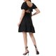 thumbnail image 3 of Vestido con fruncido INSPIRE CHIC para el verano casual de mujeres con lazo en la espalda y volantes en forma de A XL Negro, 3 of 6