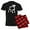 With Red Plaid Pant, variant on - White Pug Pajamas - Men's Dark Loose Fit Cotton Pajama Set