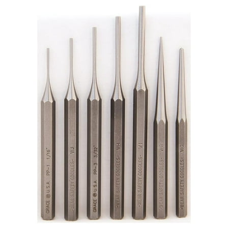 Gun Care Steel Punch Set, Gunsmith Tools & Accessories, 7 Piece Set, Made in USA