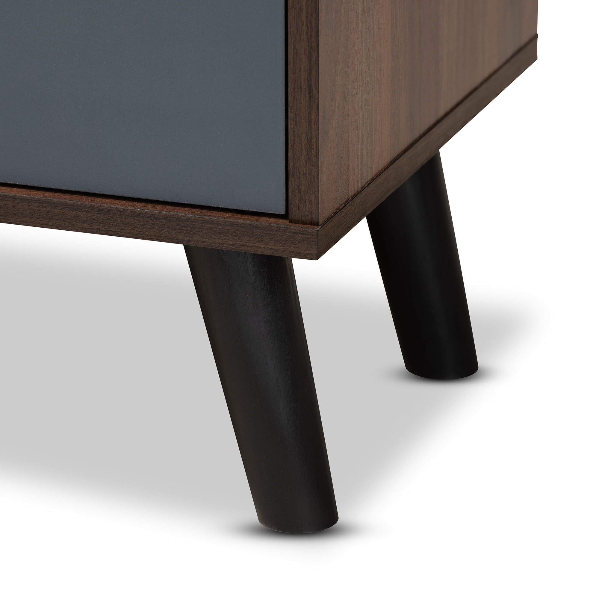 Baxton Studio Clapton Modern and Contemporary Multi-Tone Grey and Walnut Brown Finished Wood TV Stand