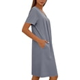 thumbnail image 3 of Jamicy Nightgowns for Women Zip Up Housecoat Zipper Front Robe V Neck Lightweight Bathrobe Short Sleeve Loungewear Nightgowns with Pockets, 3 of 8