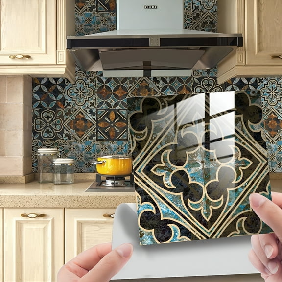 SELIVO 24 Sheets Peel and Stick Kitchen Backsplash Tile Stickers Self Adhesive Stick Bathroom Splashback Water Heat Resistant Glossy 6x6"