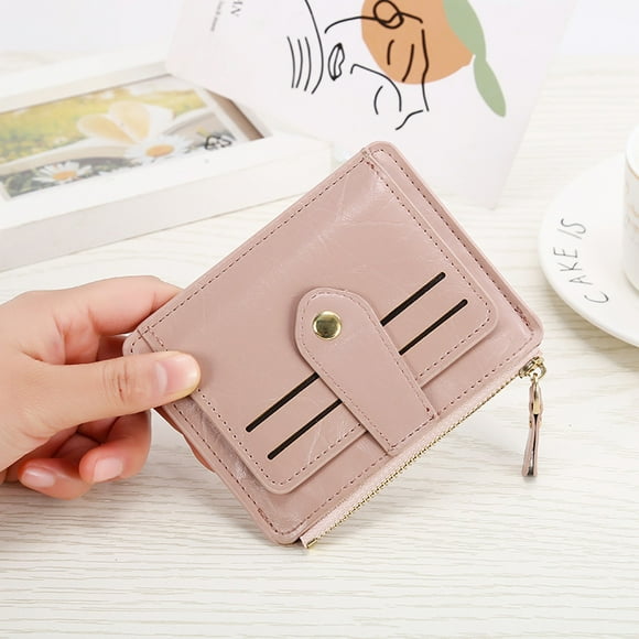 SMihono wallet woman and Card Holder Ladies Fashion Solid Color Wallet Buckle Coin Purse Credit Card Bag