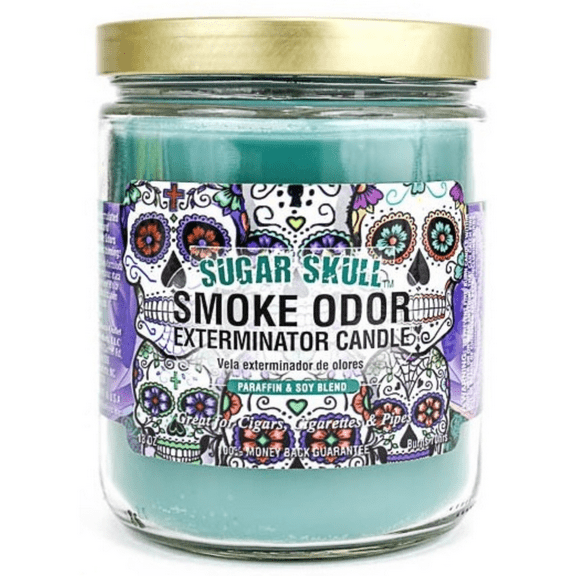 Smoke Odor Exterminator Candle SUGAR SKULL Scent 13 Oz. JAR