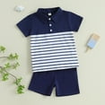 thumbnail image 2 of Toddler Boy Clothes Baby Summer Button Short Sleeved Beach 0 6 12 18 24 Months 2T 3T T-Shirt + Shorts Set Two Pieces, 2 of 9