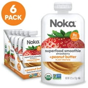 Noka Superfood Organic Smoothie Strawberry Peanut Butter, 4.22 oz, 6 Pack
