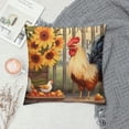 thumbnail image 2 of Pratyus Rooster Sunflowers Folk Art Modern Farmhouse Rustic Decorative Pillow Cases Short Plush 1PC 18x18in, 2 of 5