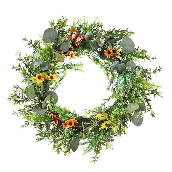 Couronne de Fleurs en Soie Artisanale, Couronnes de Printemps Été pour une Vibration Toute l'Année, Couronne Décorative Faite à la Main pour Embellir n'Importe Quel Espace avec un Design Délicat