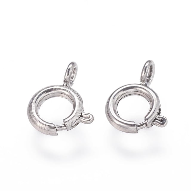 HLONK 50pc Tarnish Resistant 304 Stainless Steel Smooth Surface Spring Ring Clasps Stainless Steel Color 18.5x14x2.5mm Hole 3mm DIY