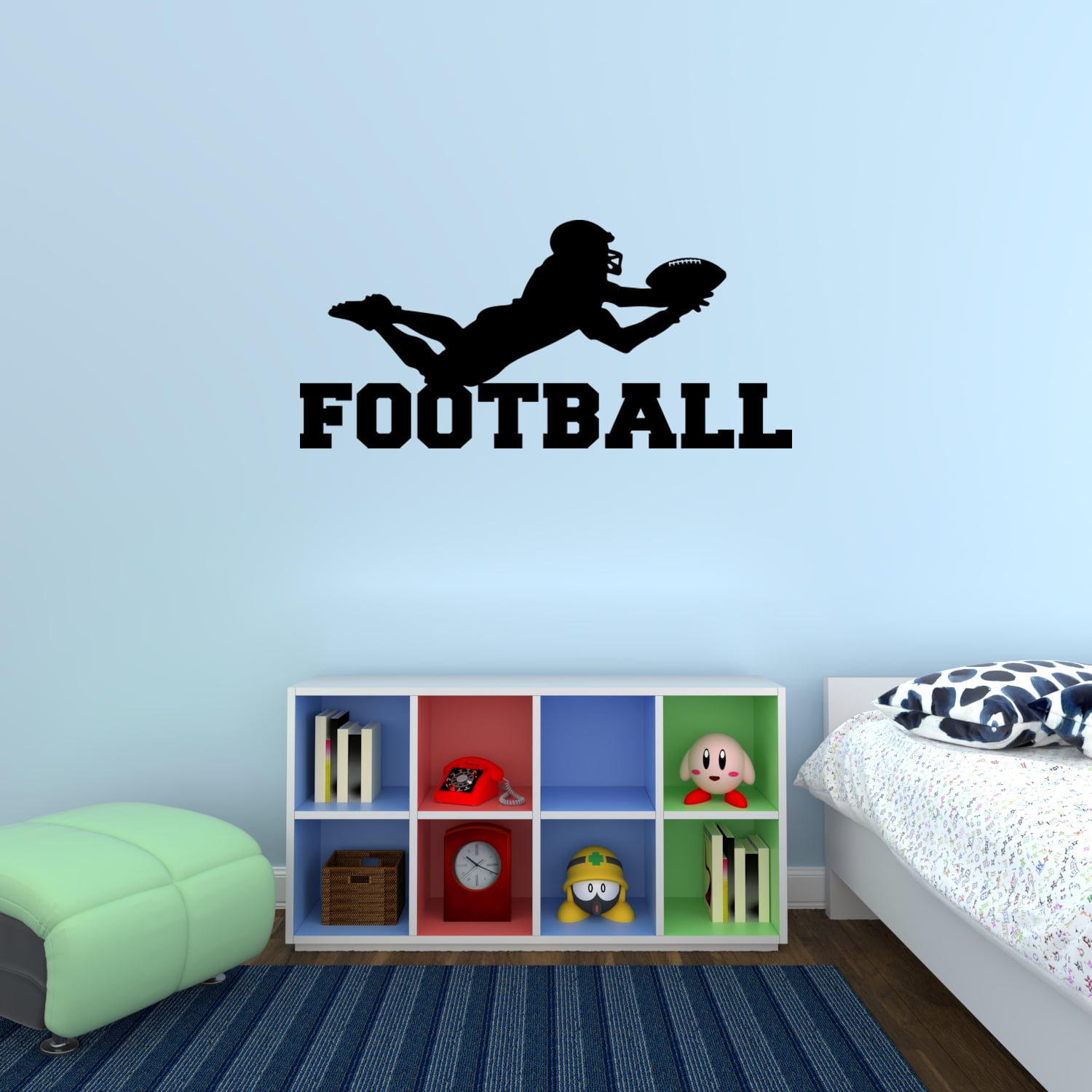 Empresal Sports Football Player Kids Room Quotes Vinyl Wall Lettering Decal Black 28'Hx13'W JR739