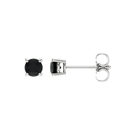 4mm Round Black Onyx Stud Earrings In 14k White Gold 4mm Round Black Onyx Stud Earrings In 14k White Gold