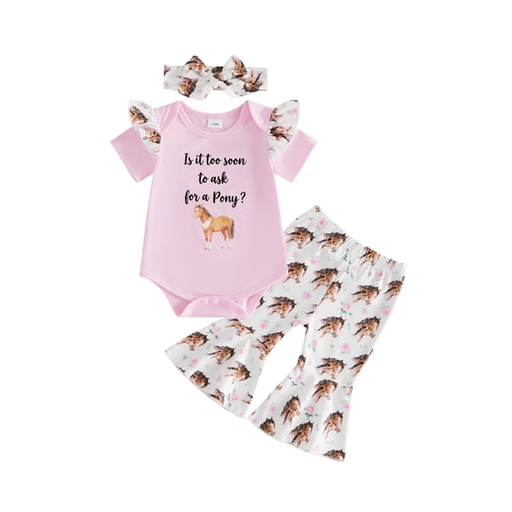 BemeyourBBs Western Baby Girls Spring Summer Fall Clothes Newborn Baby Girl Cowgirl Going Home Outfit New Cowgirl In Town Letter Boot Print Short Sleeve Romper and Flared Pants Headband Set