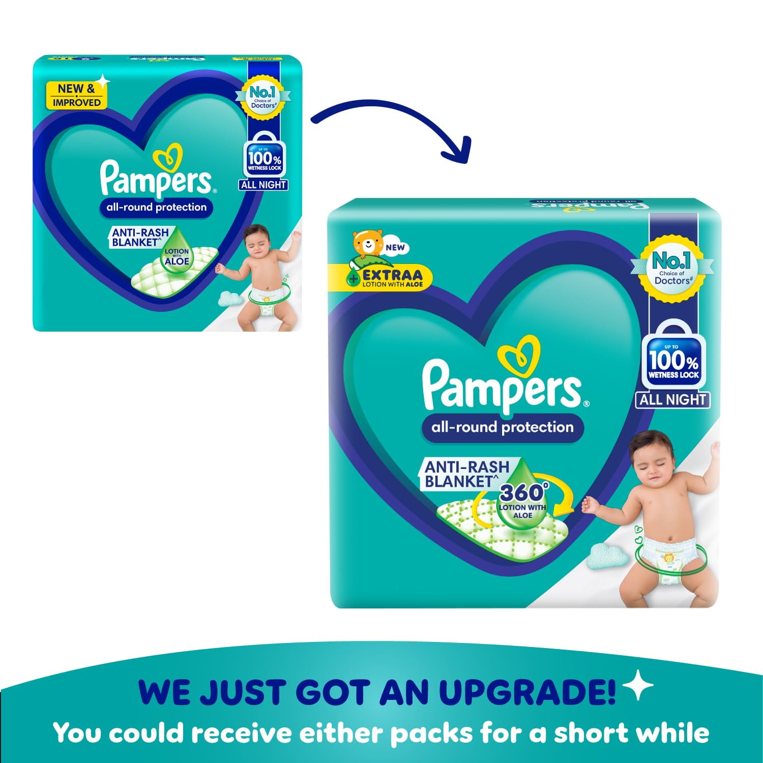Pampers All Round Protection Pant Style Baby Diapers Large for 9-14kg, 64 Count