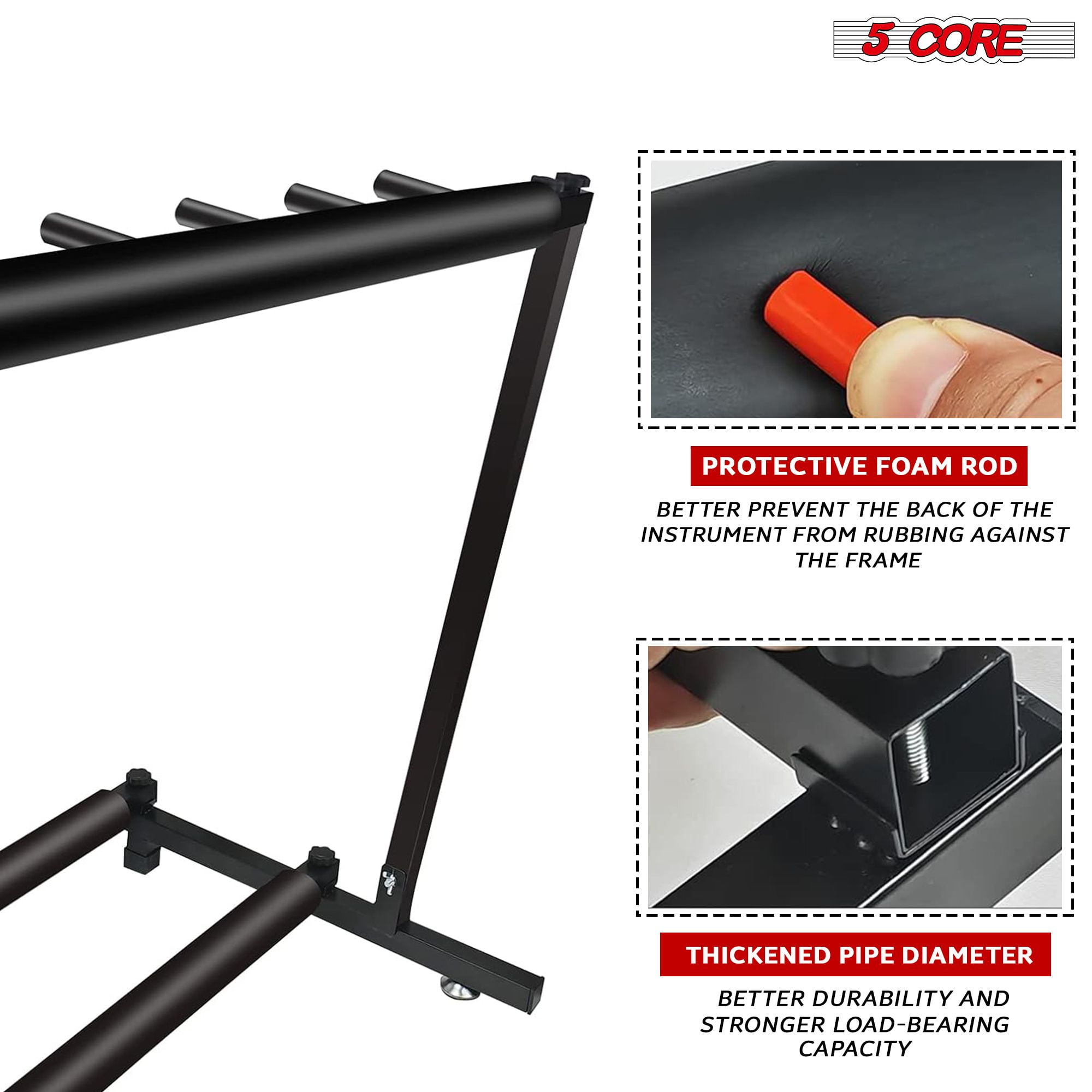 5 Core Guitar Rack 9 Slot Multi Guitar Stand Nine Display Floor Stand Safe Storage Foldable Portable for Electric Acoustic Flying V Guitars - GRack 9N1