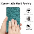 thumbnail image 6 of for iPhone 14 Plus Case, Wallet Case Flower Embossed Premium PU Leather Flip Protective Case Credit Card Holder Kickstand Magnetic Clasp Phone Cover Wrist Strap for iPhone 14 Plus, Green, 6 of 7