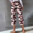 thumbnail image 7 of Stephy Women's Casual Camouflage Print Cargo Pants Stretch Elastic Waist Tapered Pants with Pockets, Pink, L, 7 of 7