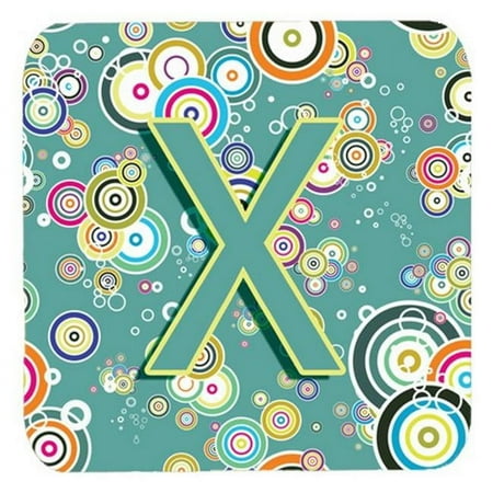 

Letter X Circle Circle Teal Initial Alphabet Foam Coasters- Set Of 4