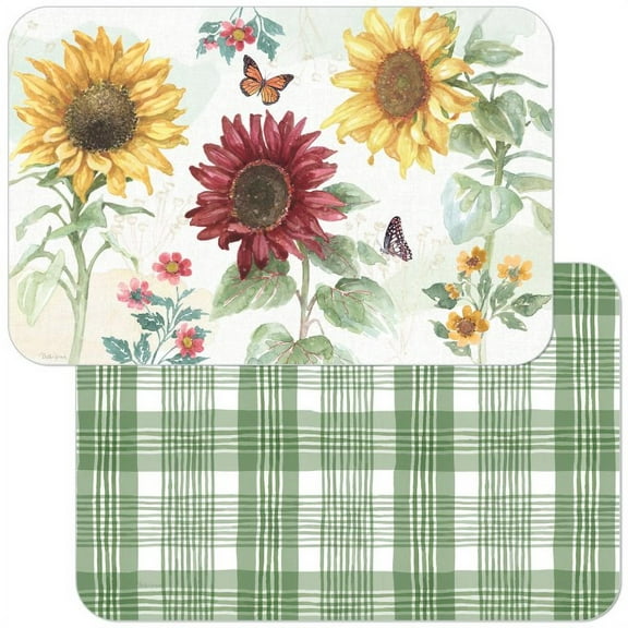 Wipe-Clean Reversible Placemats - Set of 2 - Made in the USA - Sunflower Splendor