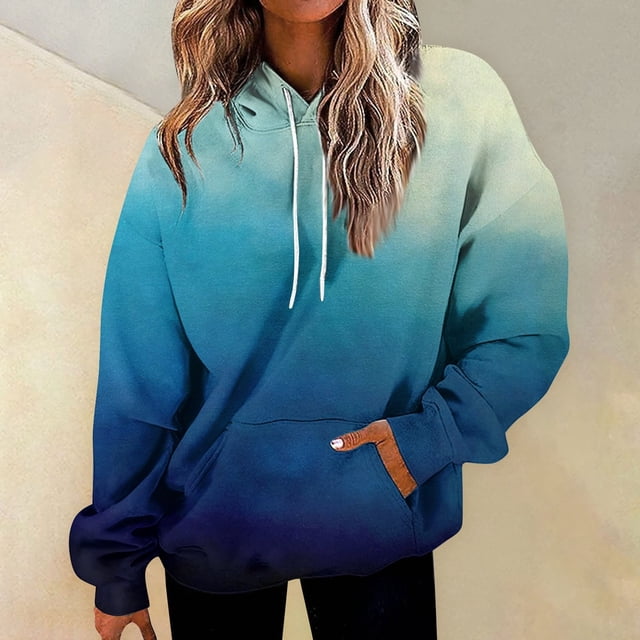 Kagetolytai Chandails pour Femmes Mode pour Femmes Quotidien Polyvalent Décontracté Chandails à Col Rond Manches Longues Haut Imprimé Chandails Chandails à Capuchon pour Femmes Bleu 2TG