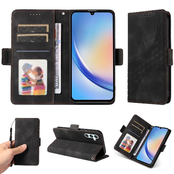 Funda GANGXUN para Samsung Galaxy A34 5G con diseño acolchado elegante, cuero PU, protección total y ajuste preciso