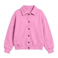thumbnail image 3 of Wilark Girls Sweatshirts Cardigan Casual Fashion Long Sleeve Collared Kids Fall Jackets with Pockets Pink 10, 3 of 7