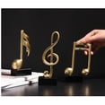 thumbnail image 4 of 3 piezas de esculturas musicales, estatuilla de nota musical, estatua, adornos decorativos, decoración artística para sala de estar, dormitorio, TV, gabinete, regalo (dorado), 4 of 5
