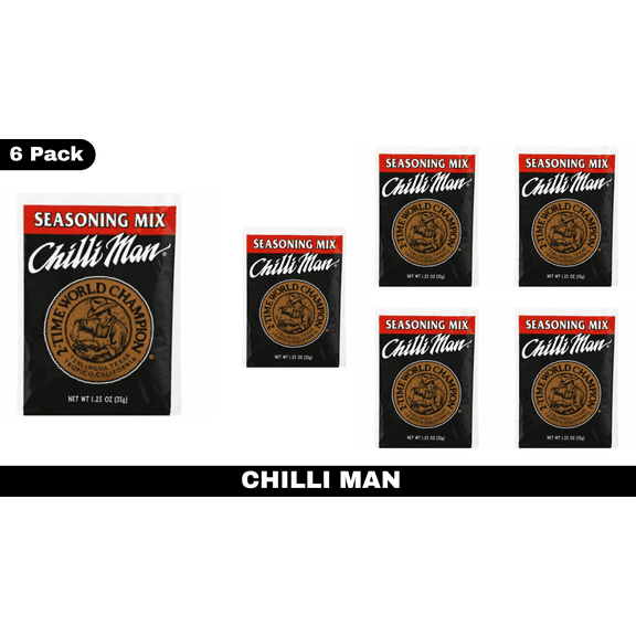 Chilli Man Seasoning Mix, 1.25 oz Pack of 6 – Flavorful Spice Blend for Chili