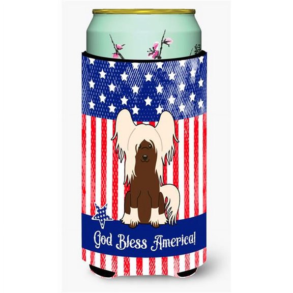Carolines Treasures BB3108TBC Patriotic USA Chinese Crested Cream Tall Boy Beverage Insulator Hugger