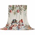 thumbnail image 2 of Winter Snowman Throw Flannel Blanket 50x60In Christmas Gift Leaves Flower Snow Ball Vintage Linen Super Soft Cozy Bed Blanket, Lightweight Plush Fuzzy Bed Throw for Bedroom Sofa Couch Living Room, 2 of 4
