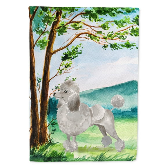 Carolines Treasures CK2010GF Under the Tree Silver Poodle Flag Garden Size  Small multicolor