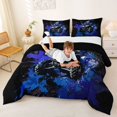 thumbnail image 3 of Manfei Dirt Bike Full Size Comforter Sets，Modern Sports Art Bedding Comforter Set，Blue,Black Reversible,3 Pieces,1 Comforter and 2 Pillowcases, 3 of 7
