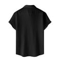 thumbnail image 4 of Hogleaql Linen Shirts for Men Button Down Short Sleeve Casual Shirt Beach Hawaiian Cotton Fashion T-Shirt Trendy Summer Tops Black XL, 4 of 5