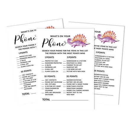 Inkdotpot 50 Sheets What'sIn Your PhoneBaby Shower GameCards Dinosaur Jungle Animals Activity CardsPartyIdea Baby Shower Party Supply