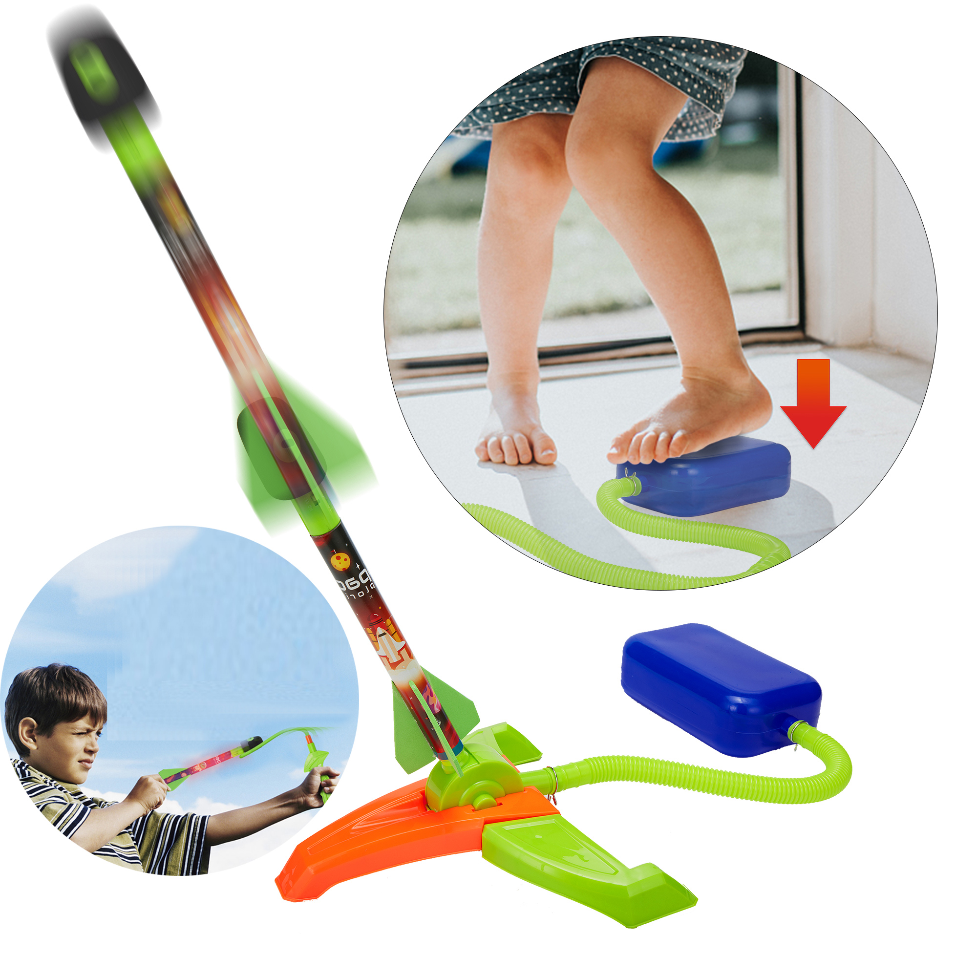 6 Rockets Rocket Launcher Toys,Air Rocket Launcher,Outdoor Rocket STEM