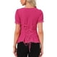 thumbnail image 3 of CAMISA VICTORIANA INSPIRADORA CHIC PARA MUJERES CON ESCOTE CORAZÓN Y MANGAS ABULLONADAS, BLUSA GÓTICA CON LACITOS PARA HALLOWEEN, TALLA M, ROSA FUCSIA, 3 of 6