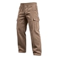 thumbnail image 4 of MXALUOB Men's Corduroy Pants Cargo Textured Drawstring Trousers with Flap Pockets Ribbed Wide Leg Elastic Waist Casual Pant for Winter, 4 of 6