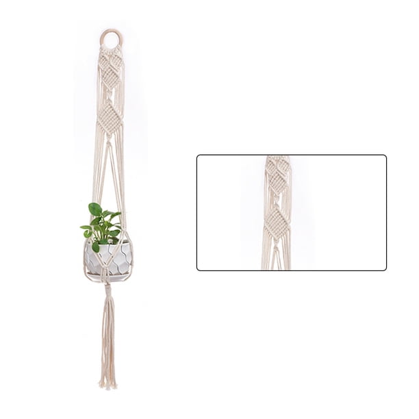 Yuarrent Cestas colgantes 100 hechas a mano, soporte para plantas, macramé, colgador de plantas, maceta para colgar en la pared interior, soporte para Jardín y Patio No.06 Yuarrent HA001777-06