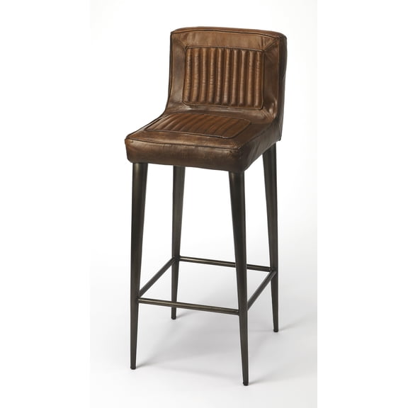 Butler Specialty Company Maxwell Leather and Metal 32" Bar Stool - Brown / Black