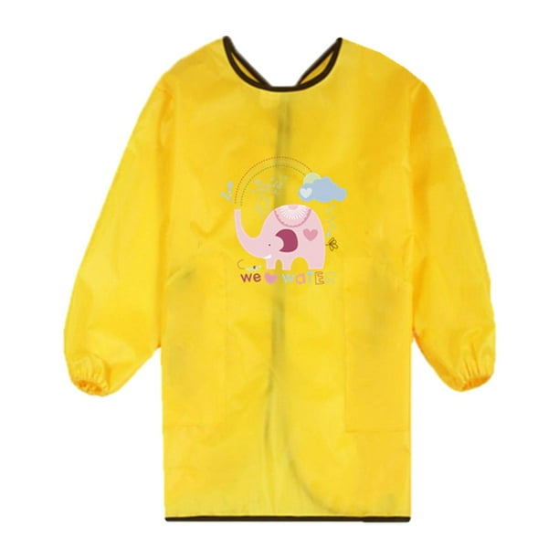 Delantales infantiles, babero de manga larga para manualidades, impermeable, bata de juego para niños Elefante S