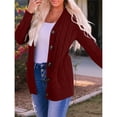 thumbnail image 4 of Suéter de Punto de Larga para Mujer, Otoño 2025, Cárdigan Abierto con Botones, Prenda Exterior Holgada Vino Tinto XXL, 4 of 8