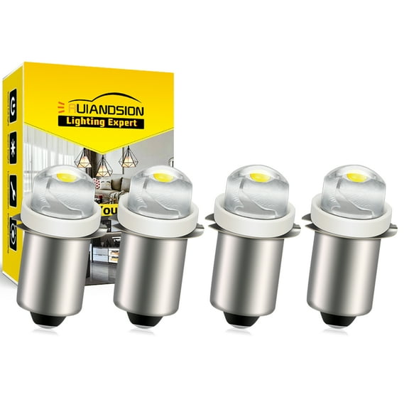 Ruiandsion White LED Bulb Model P13.5S COB Chip 100LM 3-18V DC Wide Voltage for Flashlight Bicycle and Camping Light,2Pcs